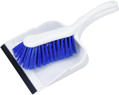 Stoffer en blik - kunststof - 35 x 25 cm - wit - met rubber rand