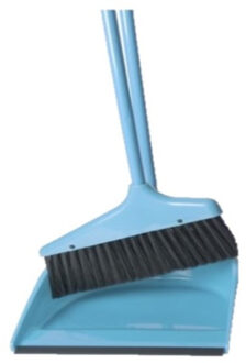 Stoffer en blik met lange steel - 24 x 82 cm - blauw