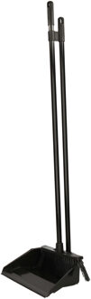 Stoffer en blik met lange steel - zwart - 76 cm