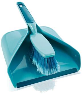 stoffer en blik met opvangbak Turquoise