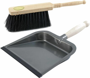 Stoffer en Blik - Metaal/hout - binnen - Zachte stoffers - blik 35 x 26 cm - Veger van 30 cm