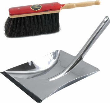 Stoffer en blik rood/zilver van edelstaal voor binnen