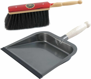 Stoffer en blik rood/zilver van metaal voor binnen