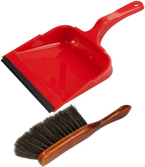 Stoffer en blik set Alpina - blik kunststof - rood - 35 x 23 cm - borstel zacht haar 24 cm