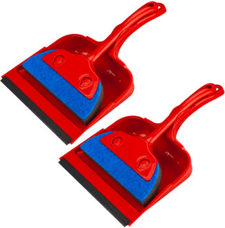Stoffer en blik - Set van 2x stuks - kunststof/schuimrubber - 33 x 21 cm - rood