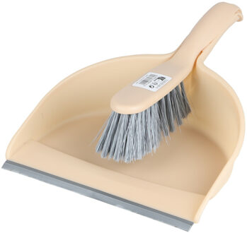 Stoffer en blik set - zalm roze - zachte borstel - kunststof - 32 x 22 cm - Stoffer en blik