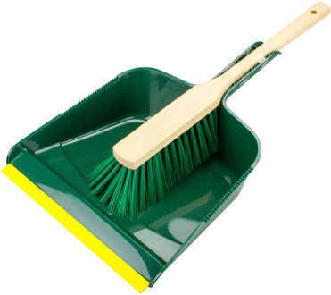 Stoffer en blik - voor buiten - 35 x 25 cm - groen - kunststof - Top kwaliteit