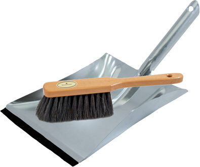 Stoffer en blik zilver van verzinkt metaal inclusief lip voor binnen