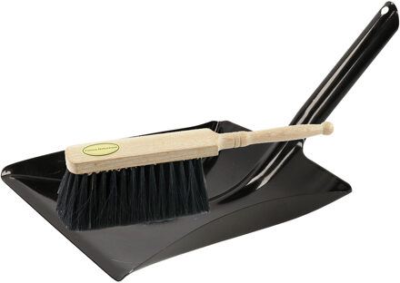 Stoffer en blik zwart van metaal voor binnen - Stoffer en blik