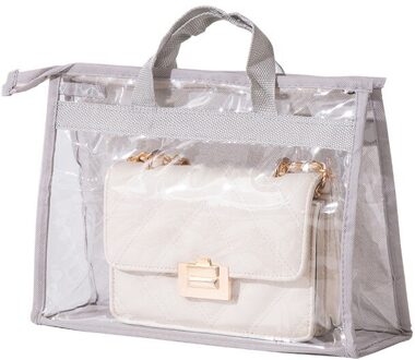 Stofkap Zak Waterdichte Opbergtas Slaapkamer Transparante Handtas Organizer Verzegelde Lederen Tas Stofdicht Bescherm Cover grijs