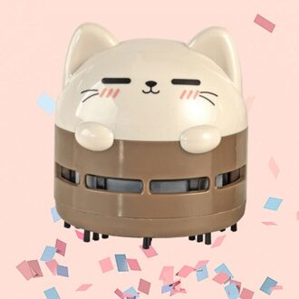 Stofzuiger Leuke Auto Toetsenbord Stofafscheider Oplaadbare Gum Pen Stof Cleaner Kleine Handheld Usb Desktop Stofzuiger bruin