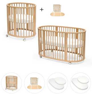 Stokke Sleepi Mini en uitbreidingset naturel met matras & hoeslaken