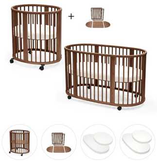 Stokke Sleepi Mini en uitbreidingset warm bruin met matras & hoeslaken