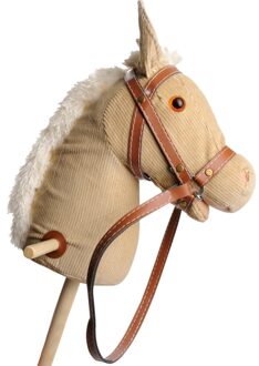 Stokpaard beige rib met geluid - corduroy