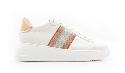 Stokton Glitter Detail Off White Lederen Sneaker Stokton , Multicolor , Dames - 41 Eu,37 EU