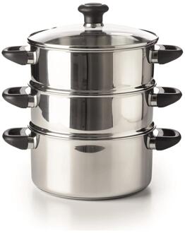 Stomer met glazen deksel 24cm zilver