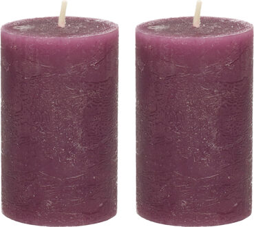 Stompkaars - 2x - bordeaux rood - 5 x 8 cm - klein rustiek model - cilinderkaars - kaars