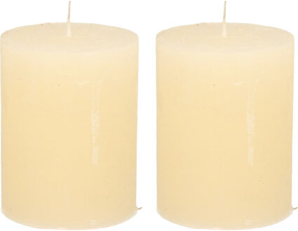 Stompkaars - 2x - ivoor wit - 7 x 9 cm - middel rustiek model - cilinderkaars - kaars