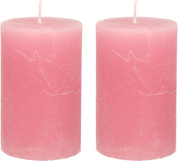Stompkaars - 2x - oudroze - 5 x 8 cm - klein rustiek model - cilinderkaars - kaars