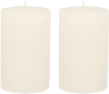 Stompkaars - 2x - wit - 5 x 8 cm - klein rustiek model - cilinderkaars - kaars