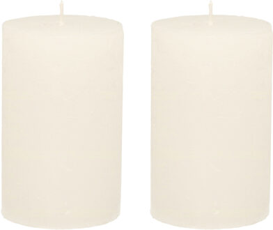 Stompkaars - 2x - wit - 7 x 9 cm - middel rustiek model - cilinderkaars - kaars