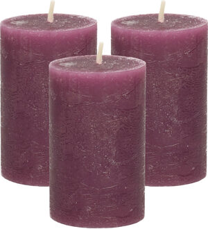 Stompkaars - 3x - bordeaux rood - 5 x 8 cm - klein rustiek model - cilinderkaars - kaars