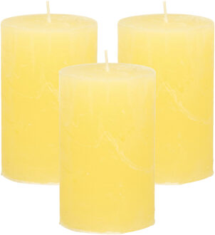Stompkaars - 3x - geel - 5 x 8 cm - klein rustiek model - cilinderkaars - kaars