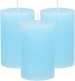 Stompkaars - 3x - lichtblauw - 5 x 8 cm - klein rustiek model - cilinderkaars - kaars