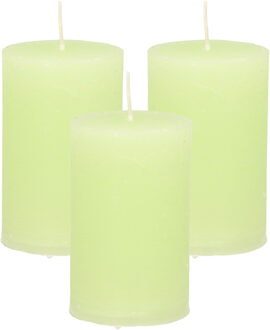 Stompkaars - 3x - lime groen - 5 x 8 cm - klein rustiek model - cilinderkaars - kaars