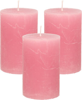 Stompkaars - 3x - oudroze - 5 x 8 cm - klein rustiek model - cilinderkaars - kaars