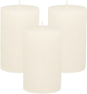 Stompkaars - 3x - wit - 7 x 9 cm - middel rustiek model - cilinderkaars - kaars