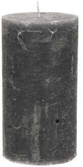 Stompkaars/cilinderkaars - antraciet - 7 x 13 cm - rustiek model - Stompkaarsen Grijs