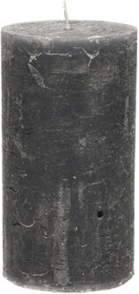 Stompkaars/cilinderkaars - antraciet - 7 x 13 cm - rustiek model