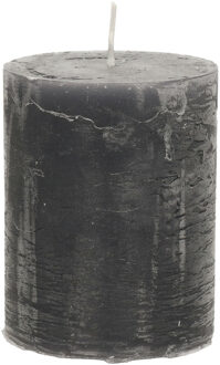 Stompkaars/cilinderkaars - antraciet - 7 x 9 cm - middel rustiek model