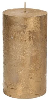 Stompkaars/cilinderkaars - goud - 7 x 13 cm - rustiek model - Stompkaarsen Goudkleurig