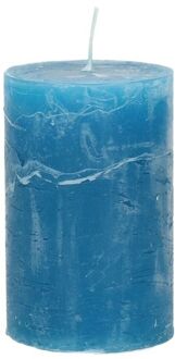 Stompkaars/cilinderkaars - helder blauw - 5 x 8 cm - klein rustiek model - Stompkaarsen