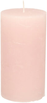 Stompkaars/cilinderkaars - licht roze - 7 x 13 cm - rustiek model