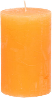 Stompkaars/cilinderkaars - oranje - 5 x 8 cm - klein rustiek model