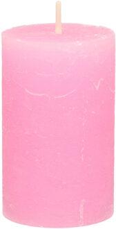 Stompkaars/cilinderkaars - roze - 5 x 8 cm - klein rustiek model