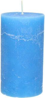 Stompkaars - helder blauw - 7 x 13 cm - rustiek model - cilinderkaars - kaars