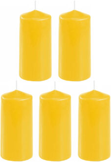 Stompkaars in het goudgeel - 5x stuks - 10 x 5 cm - Home basics sfeer kaarsen - dikke kaarsen