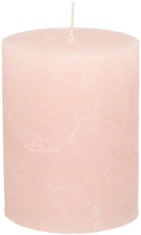 Stompkaars - lichtroze - 7 x 9 cm - middel rustiek model - cilinderkaars - kaars