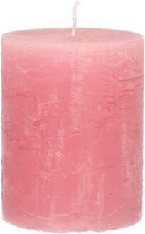 Stompkaars - oudroze - 7 x 9 cm - middel rustiek model - roze - cilinderkaars - kaars