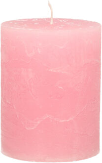 Stompkaars - roze - 7 x 9 cm - middel rustiek model - cilinderkaars - kaars