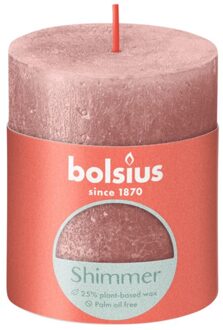 Stompkaars Shimmer Pink - Ø68 mm - Hoogte 8 cm - Roze - 35 Branduren