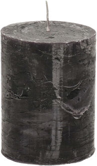 Stompkaars - zwart - 7 x 9 cm - middel rustiek model - cilinderkaars - kaars