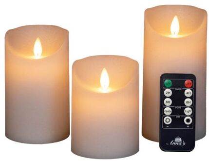 Stompkaarsen - 3 st - LED - met afstandsbediening Wit