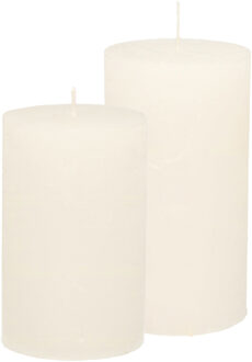 Stompkaarsen/cilinderkaarsen set - 2x - wit - rustiek model