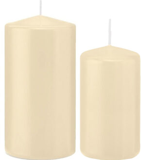 Stompkaarsen set van 4x stuks creme wit 12 en 15 cm