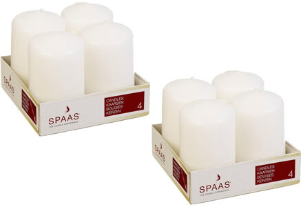 Stompkaarsen/zuilkaarsen - set van 16x - creme wit - D5 x H8 cm - 12 branduren